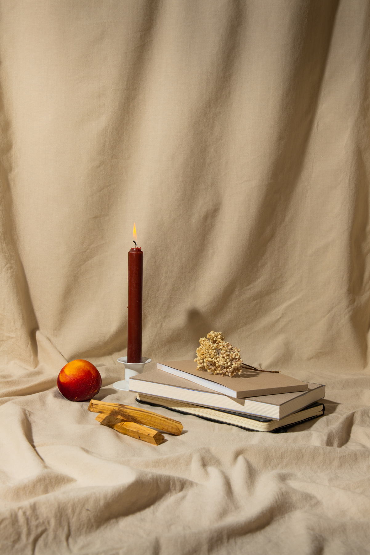 Journals with Candle and Wood
